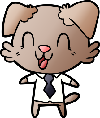 Bir insan tarafından çizilmiş gülen çizgi film köpek müdürü.