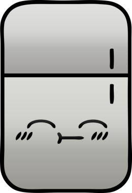 Bir insan tarafından çizilmiş bir buzdolabının gölgelenmiş karikatürü.