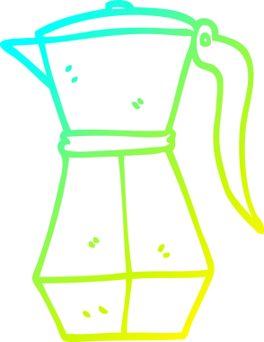 Bir insan tarafından çizilmiş soba tepesi espresso makinesinin soğuk çizgi çizimi.