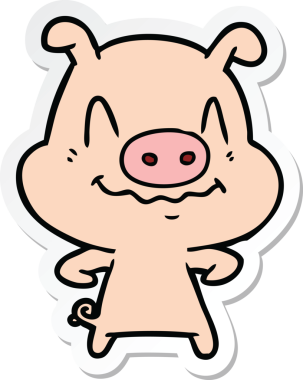 Bir insan tarafından çizilmiş sinirli bir domuzun çıkartması.