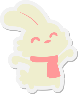 Bir insan tarafından çizilmiş esneme etiketli tavşan.