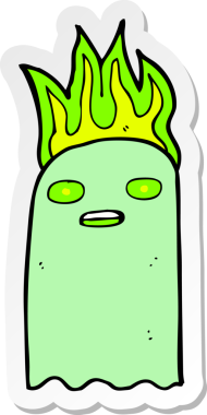 Bir insan tarafından çizilmiş komik bir hayaletin çıkartması.