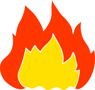 Bir insan tarafından çizilen ateşin düz renk çizimi