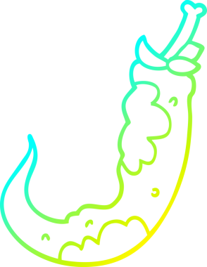 Bir insan tarafından çizilmiş kırmızı biber çizgi filminin soğuk gradyan çizimi