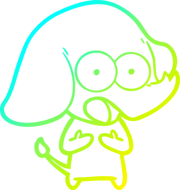 Bir insan tarafından çizilmiş şirin bir filin soğuk gradyan çizgisi