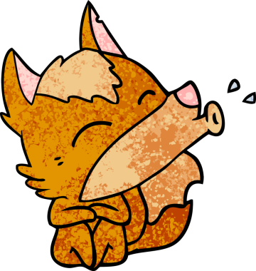 Bir insan tarafından çizilmiş tilki çizgi film karakteri