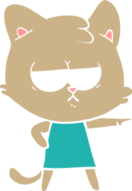 Sıkıcı düz renkli çizgi film kedisi insan tarafından çizilmiş.