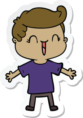 Bir insan tarafından çizilmiş, gülen bir çocuğun çıkartması.