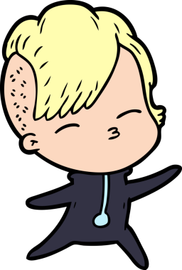 Bir insan tarafından çizilmiş şaşı çizgi film kızı.