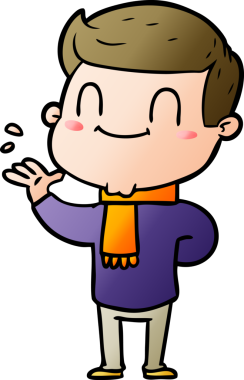 Bir insan tarafından çizilmiş çizgi film dostu bir adam.