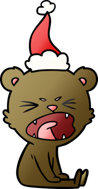 Kızgın el, bir insan tarafından çizilmiş Noel Baba şapkası giyen bir ayının gradyan çizimi.