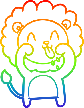 gökkuşağı gradyanı çizimi bir insan tarafından çizilmiş mutlu bir karikatür aslanı