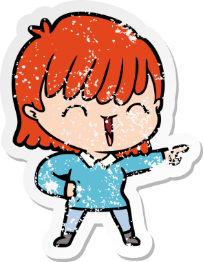 Bir insan tarafından çizilmiş karikatür bir kadının sıkıntılı çıkartması.