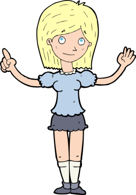 Bir insan tarafından çizilen fikri açıklayan karikatür kadın.