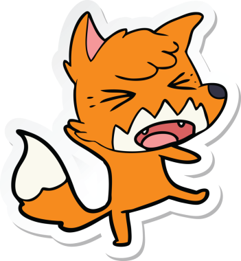 Bir insan tarafından çizilmiş kızgın bir tilkinin çıkartması.