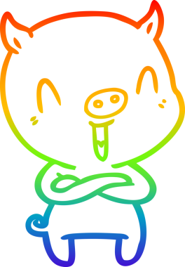 gökkuşağı gradyan çizimi mutlu çizgi domuz çizimi bir insan tarafından çizilmiş