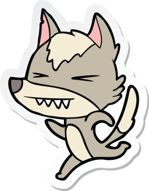 Bir insan tarafından çizilmiş kızgın bir kurdun çıkartması.