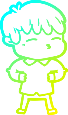 Bir çizgi film karakteri çizen soğuk gradyan bir insan tarafından çizilmiş meraklı çocuk.