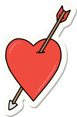 Bir insan tarafından çizilmiş ok ve kalp şeklinde dövme çıkartması.