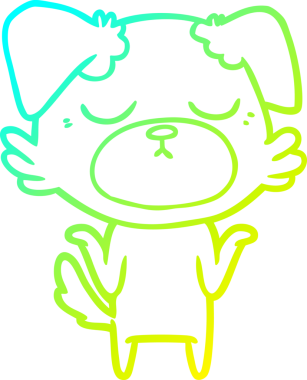 Bir insan tarafından çizilmiş şirin bir çizgi köpeğin soğuk gradyan çizgisi.