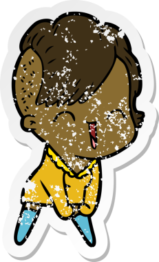 Bir insan tarafından çizilmiş mutlu bir hippi kızın sıkıntılı çıkartması.