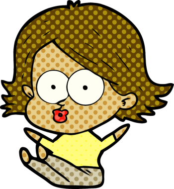 Çizgi film kızı somurtuyor bir insan tarafından