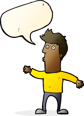 Bir insan tarafından çizilen konuşma baloncuğu ile bir adamı şaşırtan çizgi film.