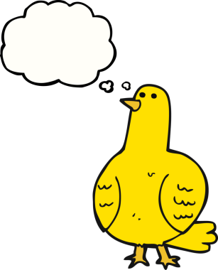 Bir insan tarafından çizilmiş serbest çizim balon karikatür kuşu.