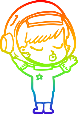 Gökkuşağı gradyan çizgi çizimi Bir insan tarafından çizilmiş güzel astronot kız