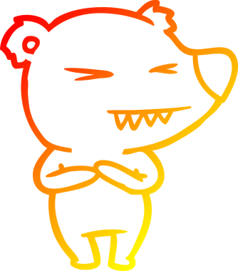 Bir insan tarafından çizilmiş kızgın bir kutup ayısının sıcak çizgi çizimi