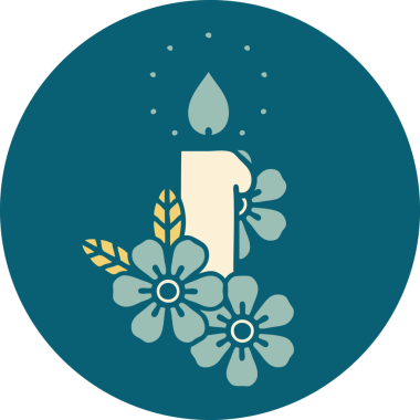 Bir insanın çizdiği mum ve çiçeklerin ikonik dövme şekli