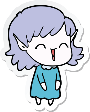 Bir insan tarafından çizilmiş bir elf kızının çıkartması.