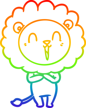 Bir insan tarafından çizilmiş gülen aslan çizgi çizimi.