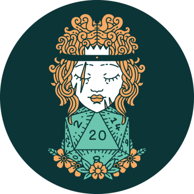 Bir insan tarafından çizilmiş 20 zarlı insan barbar simgesi.