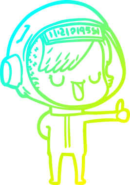 Bir insan tarafından çizilmiş soğuk gradyan çizgili astronot kadın çizimi.