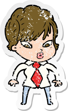 Bir insan tarafından çizilmiş karikatür bir kadının sıkıntılı çıkartması.