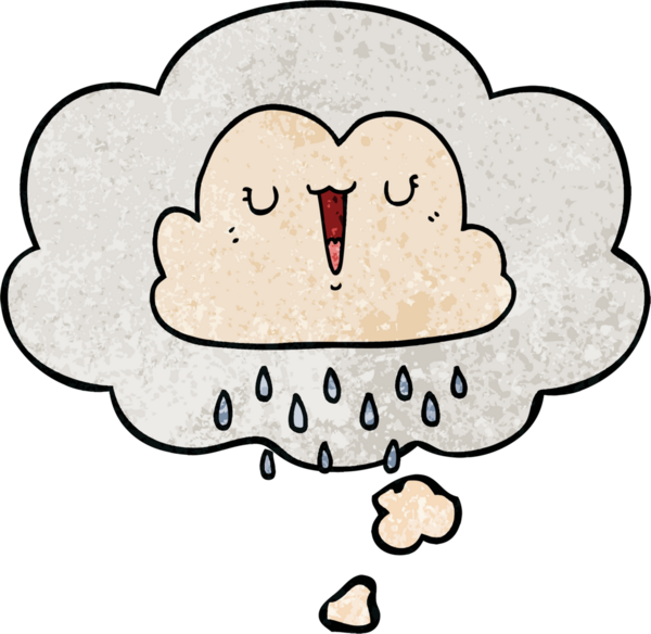 Düşünce baloncuklu karikatür fırtına bulutu bir insan tarafından çizilmiş grunge doku tarzı