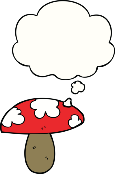 Bir insan tarafından çizilmiş düşünce baloncuklu mantar.