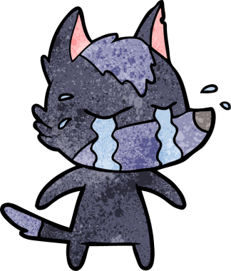 Bir insan tarafından çizilmiş ağlayan kurt çizgi filmi.