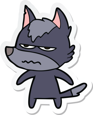 Bir insan tarafından çizilmiş kızgın bir kurdun çıkartması.