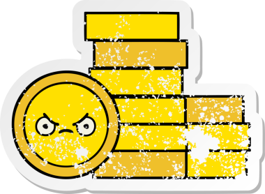 Bir insan tarafından çizilmiş bozuk paraların sıkıntılı çıkartması.