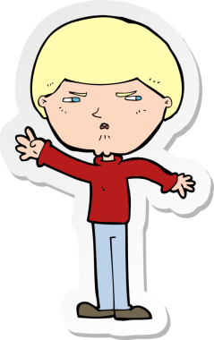 Bir insan tarafından çizilmiş bir karikatür çıkartması.