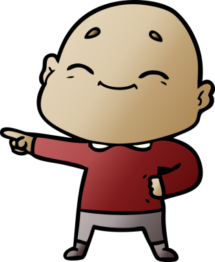 Bir insan tarafından çizilmiş mutlu, kel adam.