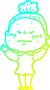 Bir çizgi film çizimi, bir insan tarafından çizilmiş yaşlı bir kadını rahatsız ediyordu.