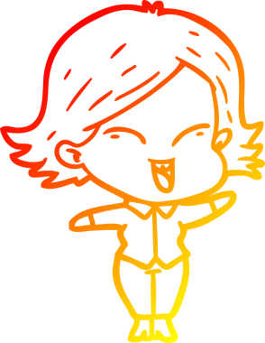 Bir insan tarafından çizilmiş mutlu bir çizgi film kızı çizimi