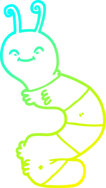 Bir insan tarafından çizilmiş mutlu bir tırtılın soğuk çizgi çizimi.