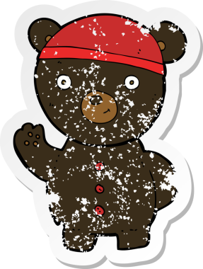 Bir insan tarafından çizilmiş siyah ayı yavrusunun gerilemiş çıkartması.