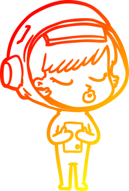 Bir insan tarafından çizilmiş güzel astronot bir kızın sıcak çizgi çizimi