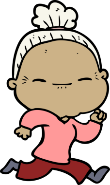 Bir insan tarafından çizilmiş barışçıl yaşlı bir kadın.