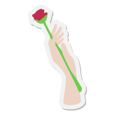 Bir insan tarafından çizilmiş gül etiketi.